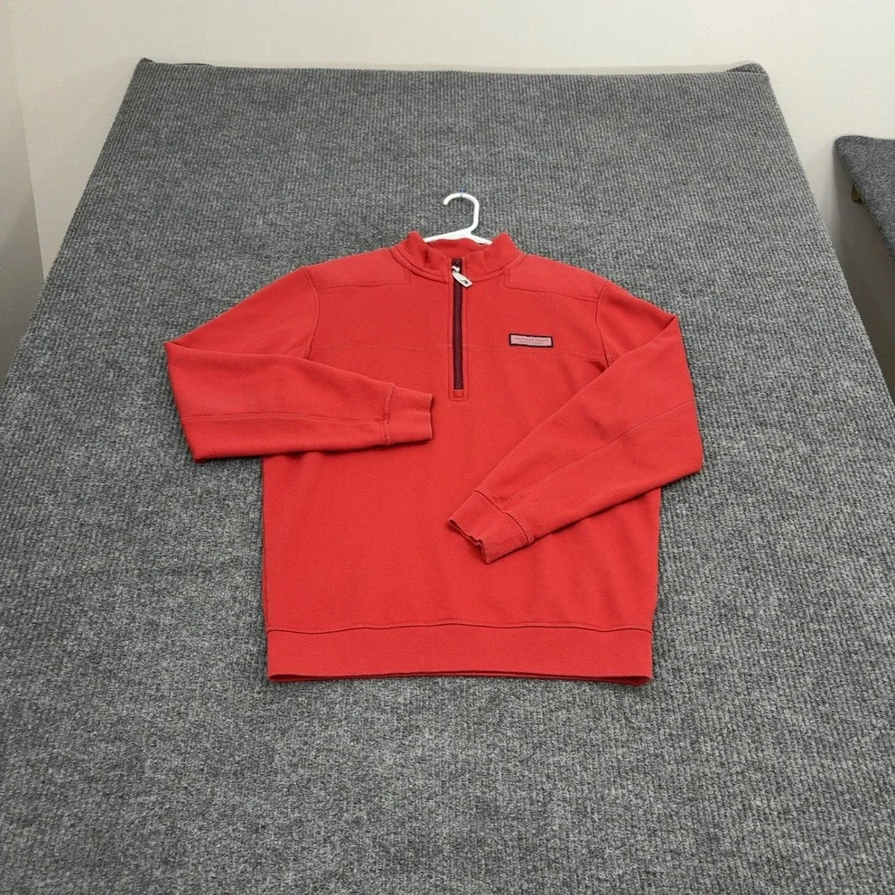 Vineyard Vines Pullover Mens S‎ Red Cotton Polyester Quarter Zip Preppy Casual